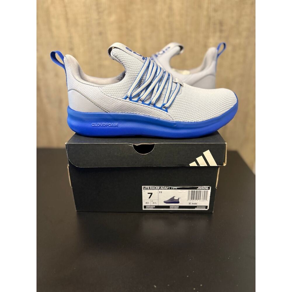NEW SZ 7y/8w - Adidas Lite Racer Adapt 7.0 Gray/Blue - Picture 1 of 4